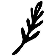 Hand drawn leaves line Symbol visual illustration Floral branch and minimalist flowers for logo or tattoo. Hand drawn line wedding herb, elegant leaves for invitation Botanical rustic trendy greenery
