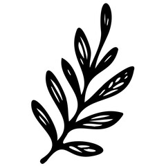 Hand drawn leaves line linear Symbol visual illustration Tropical Leaves in doodle style. Vector hand drawn black line design elements. Exotic summer botanical illustrations. Monstera leaves, palm, 