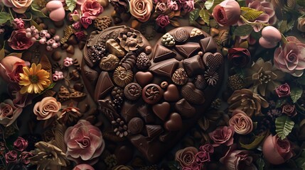 Heartwarming Chocolate Arrangement - obrazy, fototapety, plakaty