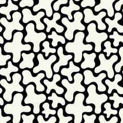 Vector seamless pattern. Abstract dotted texture. Monochrome warped surface. Creative spotty background. Monochrome scattered spots. Can be used as swatch for illustrator. - obrazy, fototapety, plakaty