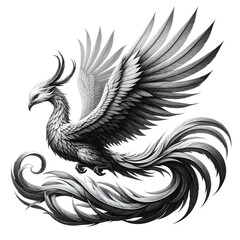 illustration of a phoenix with a beautiful long tail