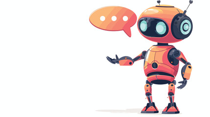 Cartoon robot with speech bubble flat vector