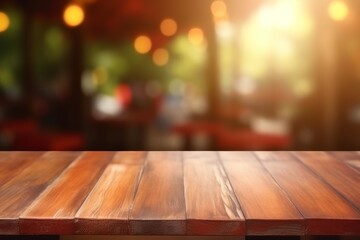 Wooden Table With Blurry Background