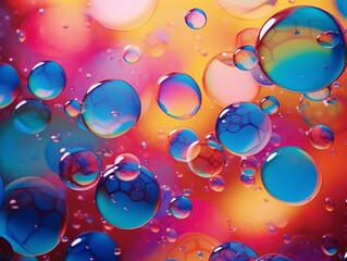 a group of bubbles on a colorful background