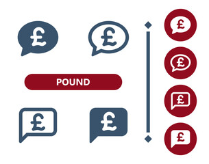 Pound icons. Chat bubble, speech bubbles, Pound symbol, money icon
