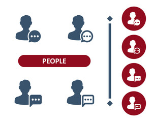 People Icons. Man, User, Avatar, Talking, Chat Bubble, Speech Bubble Icon
