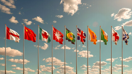 Flags of many countries as a background image