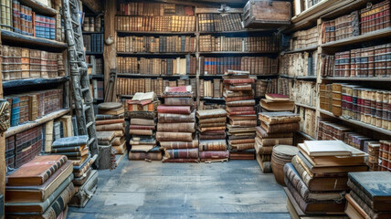 Library with a large collection of old books
