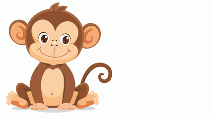 Cute Cartoon baby monkey on white background flat vector