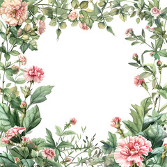 Flower border decoration for invitation or wedding card isolated background