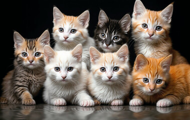 group of kittens of different kind created with Generative AI technology