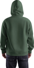 Green hoodie mockup on a man, png, back view