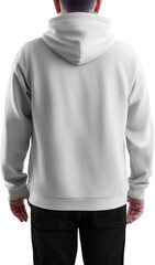 Mockup white hoodie on a man, png, back view
