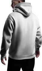 Mockup white hoodie on a man, png, back view