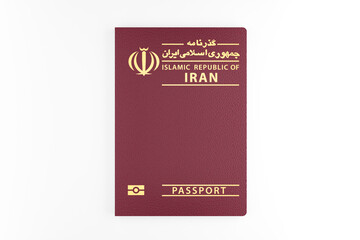 Iranian passport on white background isolated. Iran passport, identification