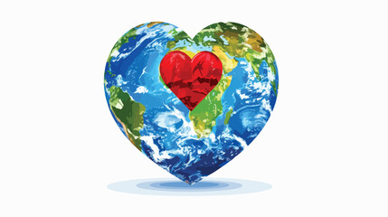 Earth heart image vector icon logo flat vector 