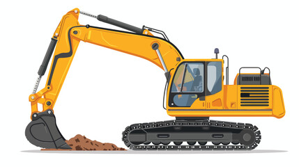 Excavator flat vector isolated on white background