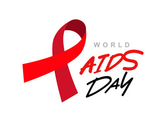 Red awareness ribbon. World AIDS Day. Banner about the need to understand the problem of AIDS. AIDS Memorial Day.