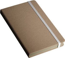 Closed craft notebook png mockup with white elastic band