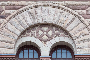 Romanesque Revival Architectural Feature of the Old City Hall Building, Toronto, Canada