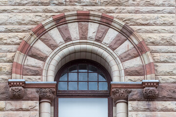 Romanesque Revival Architectural Feature of the Old City Hall Building, Toronto, Canada