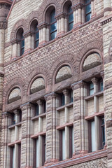 Fototapeta na wymiar Colonial architectural features of the Old City Hall building in Toronto, Canada