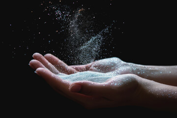 Fototapeta premium simple cinematic fairy dust magic overlays, black background
