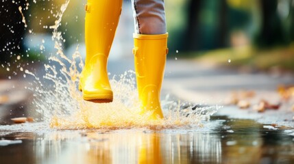 Person Wearing Yellow Rain Boots