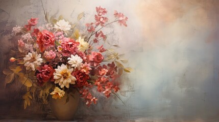 Beautiful flower bouquet over grunge background