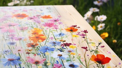 beautiful multi-colored flowers deck on a meadow
