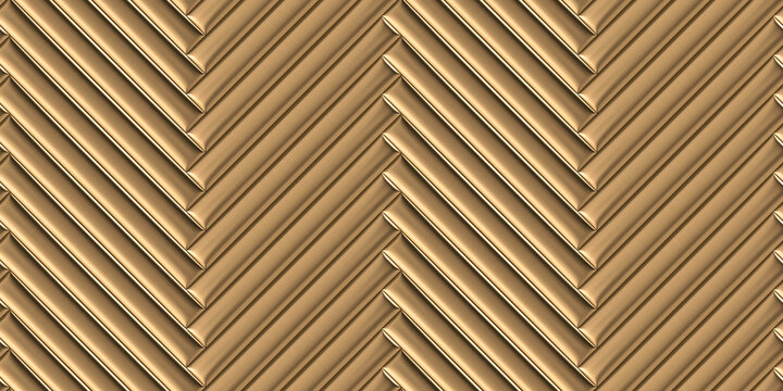 Soft, convex, wall panels covered with gold silk fabric