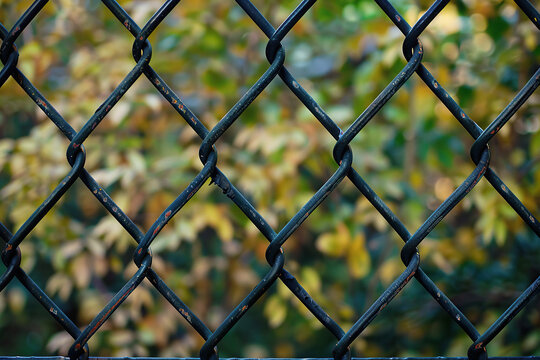 close up horizontal image of a rusty metallic fence