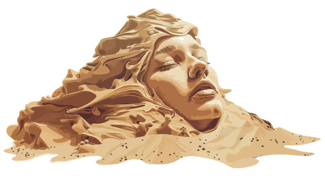 Digital painting illustration art. Sand sculpture. Can