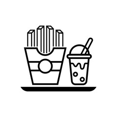 line french fry and coffee icon
