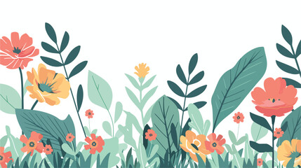 Flora flower plant leaf background flat vector isolated