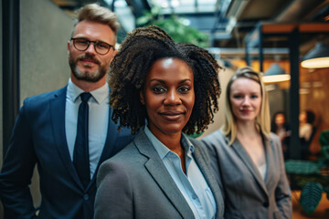 Diverse group of individuals standing side by side in a line, looking towards the camera
