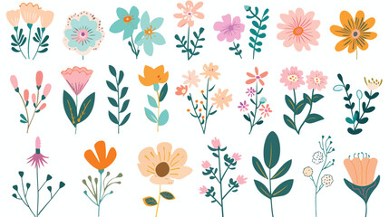 Flower Pattern Series flat vector isolated on white background