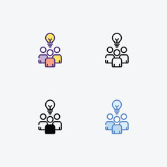 Collaboration icon in 4 different style vector stock illustration.