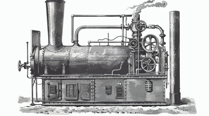 ForkDelaharpe boiler vintage engraved illustration. I
