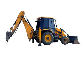 Fototapeta premium Drilling truck on a beautiful pink background