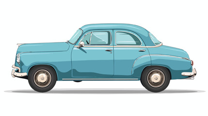 Fully editable vector isolated old funny colored car w