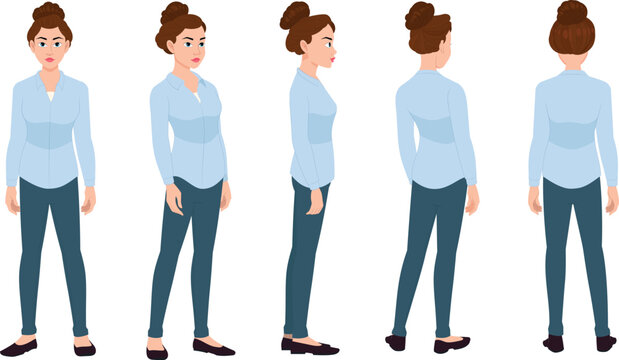  A business woman modelsheet. Businesswoman turn around sheet,