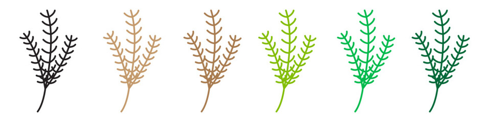 Natural Pine Branch Icons Symbolizing Festive Fir Tree Needles