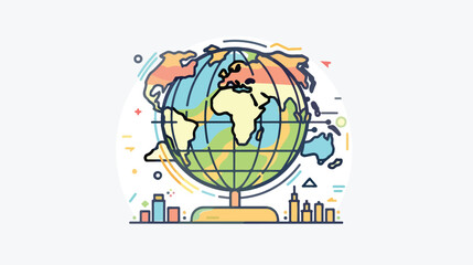 Global vector outline icon style illustration. flat vector