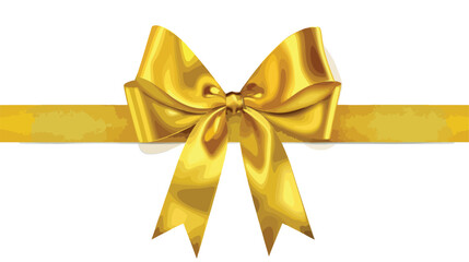 Gold bow ribbon decor element package. Shiny golden te