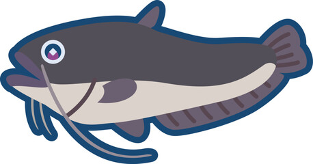 かわいいヨーロッパオオナマズのイラスト