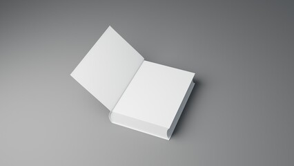 Book 3d illustration White book isolated on grey background