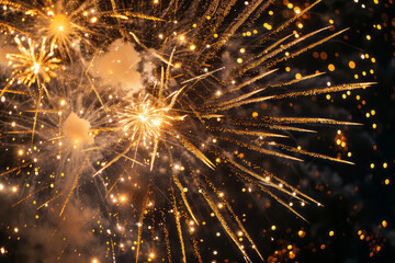 Obraz premium A large fireworks display illuminating the dark night sky with vibrant colors and bursts of light