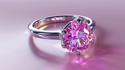 A 3D vector illustration of a pink diamond ring, representing concepts such as anniversaries and Valentine's Day. This EPS 10 vector graphic is designed for various uses.