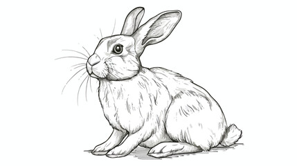 Hare contour drawing. Rabbit doodle sketch illustratio